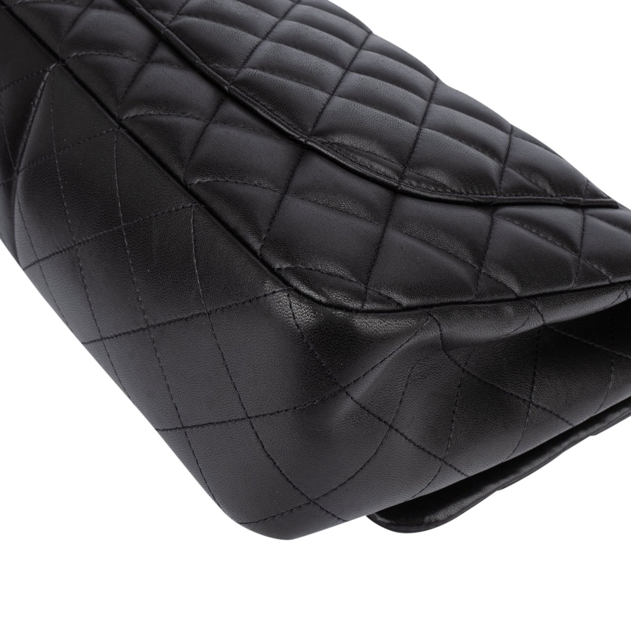 Chanel Chanel Quilted Lambskin Jumbo Single Flap Crossbody Bag Zwart