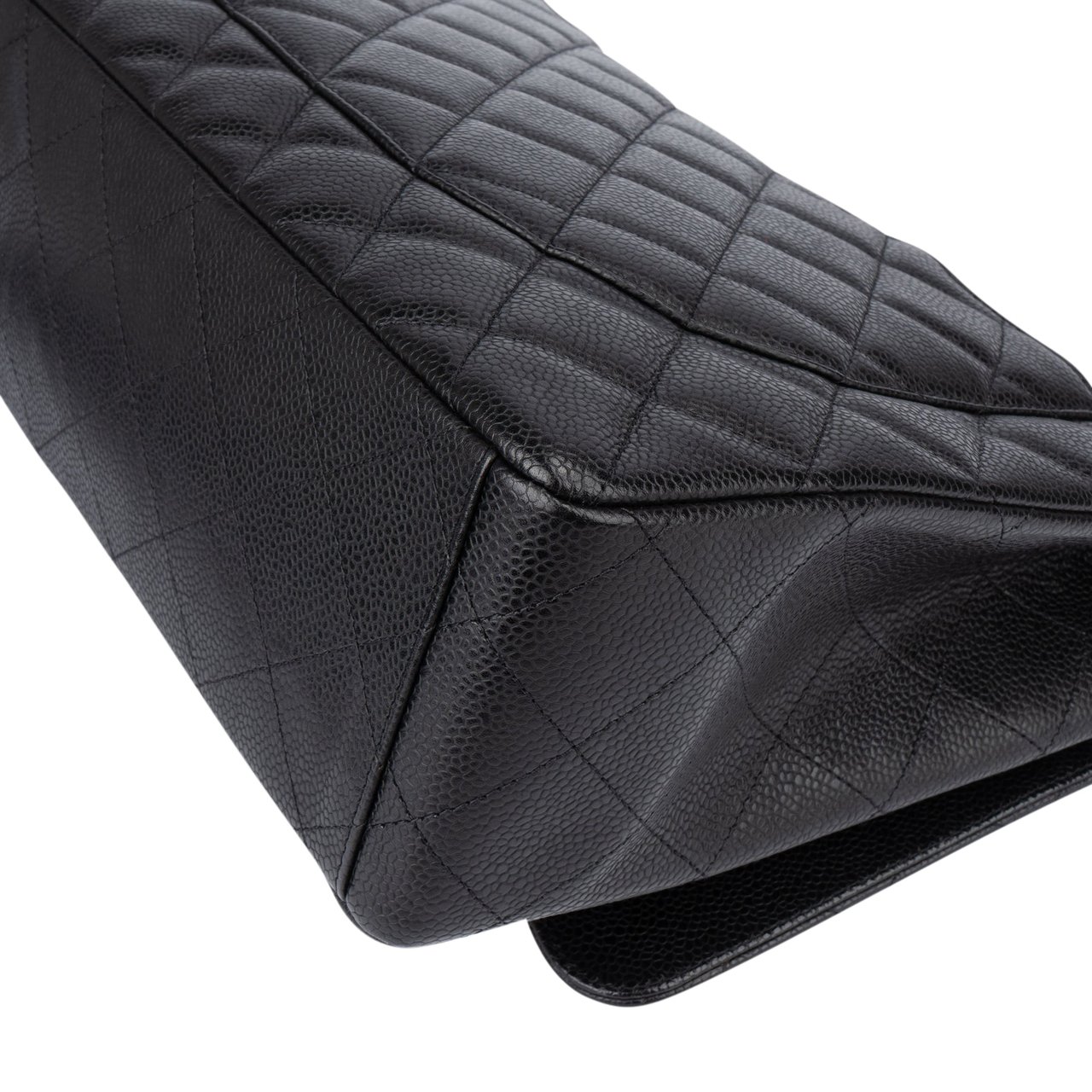 Chanel Chanel Quilted Caviar Leather Palladium Maxi Single Flap Crossbody Bag Zwart
