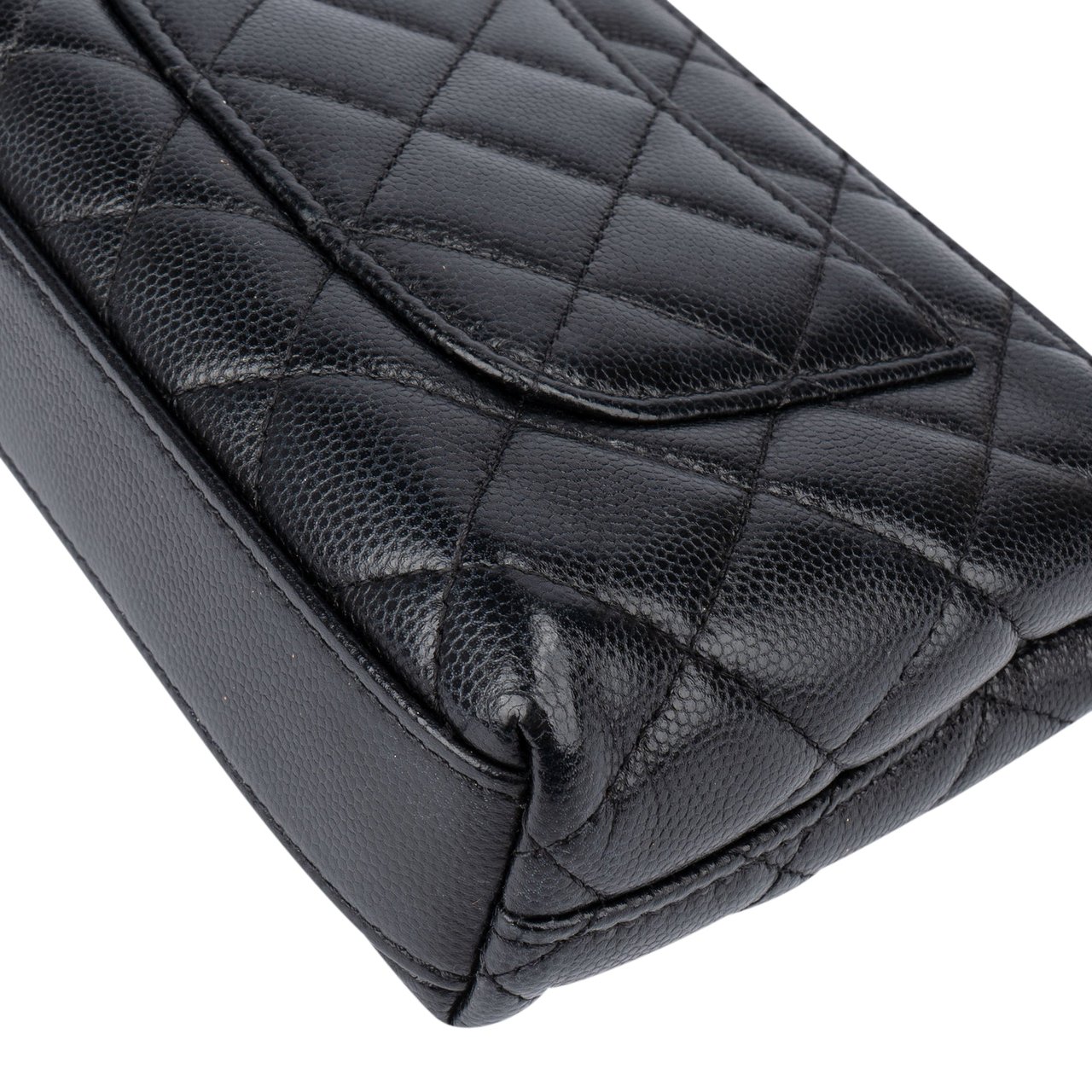 Chanel Chanel Quilted Caviar Leather Coco Top Handle Single Flap Handbag Zwart