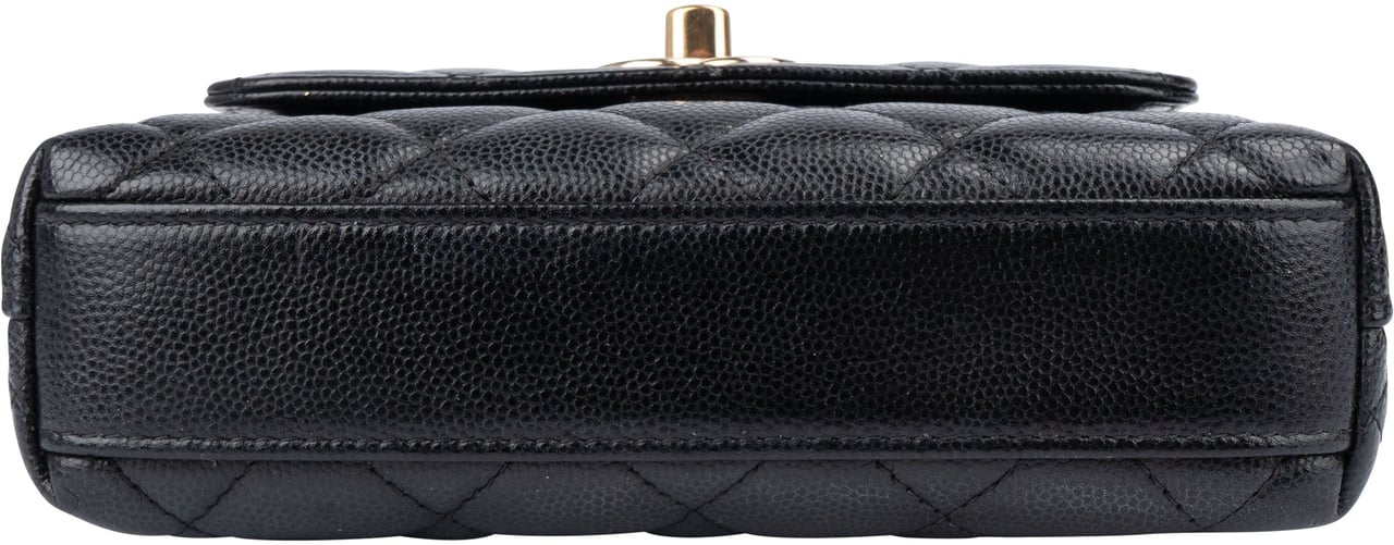 Chanel Chanel Quilted Caviar Leather Coco Top Handle Single Flap Handbag Zwart