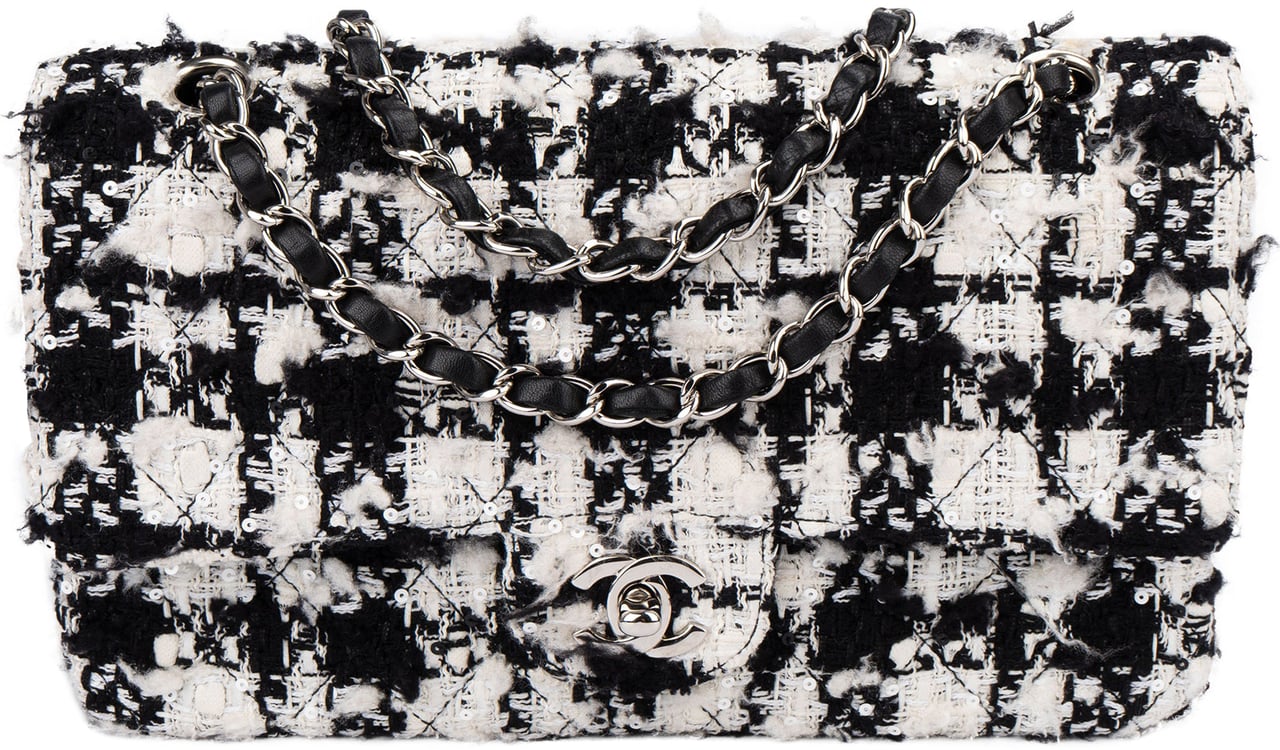 Chanel Chanel Bicolor Tweed Palladium Medium Double Flap Crossbody Bag Divers