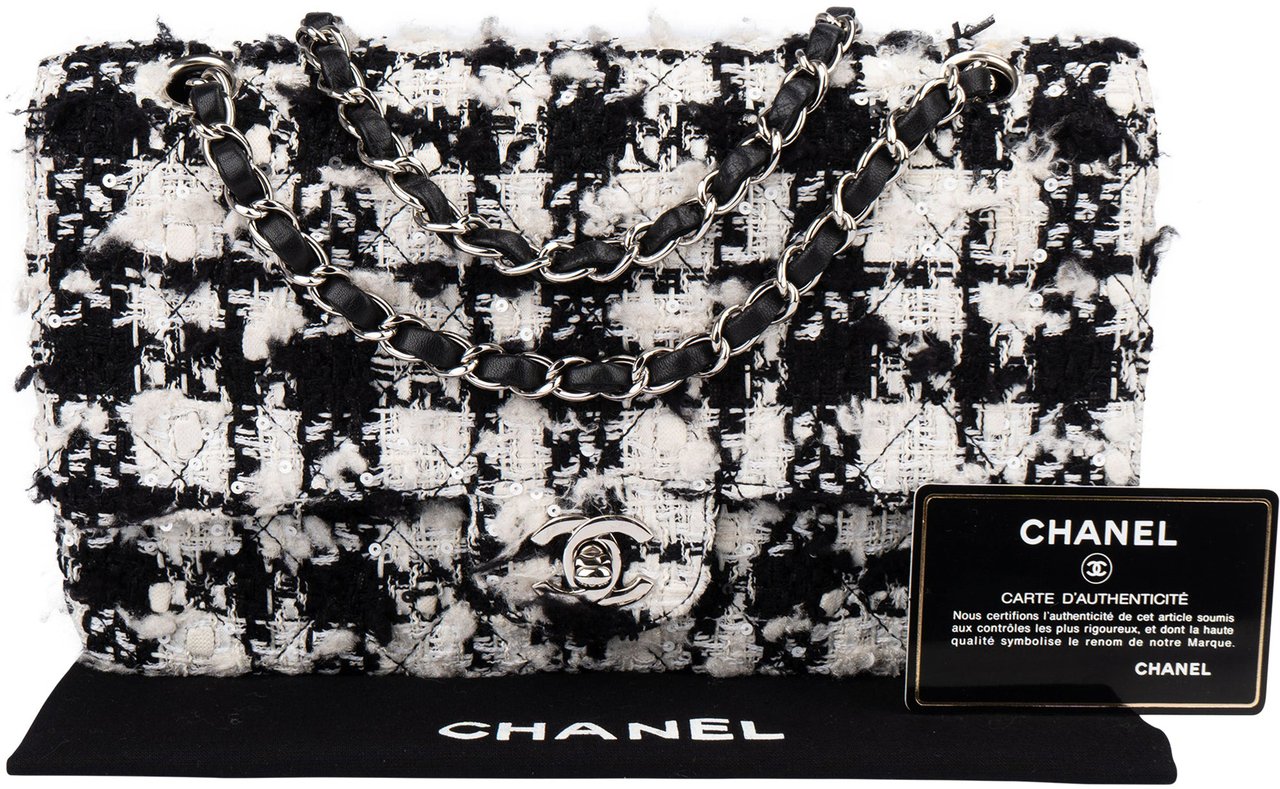 Chanel Chanel Bicolor Tweed Palladium Medium Double Flap Crossbody Bag Divers