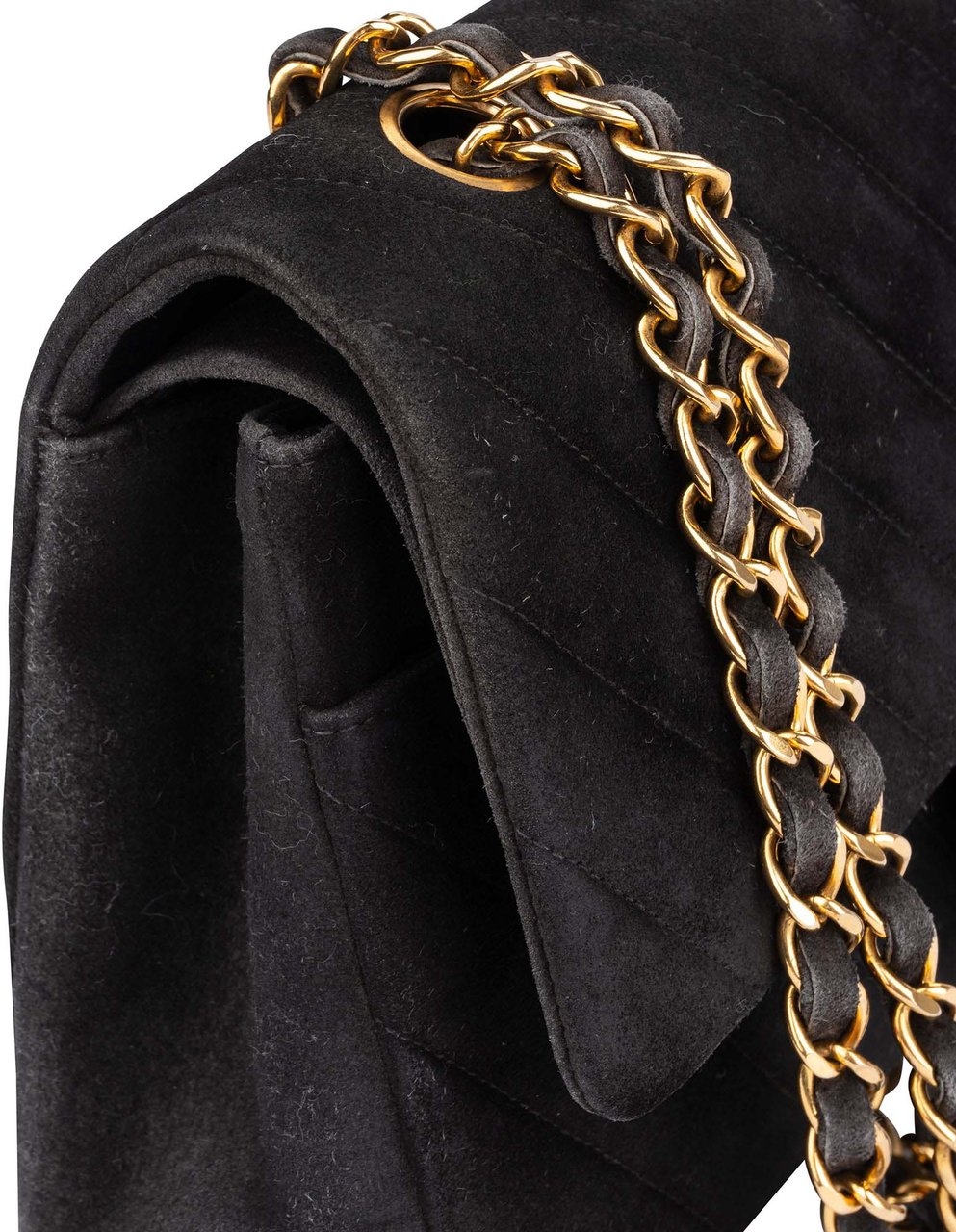 Chanel Chanel Quilted Suede 24K Medium Double Flap Crossbody Bag Divers