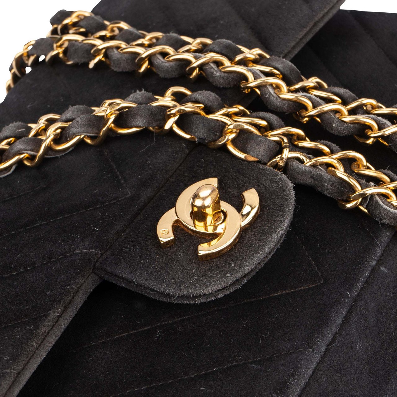Chanel Chanel Quilted Suede 24K Medium Double Flap Crossbody Bag Divers