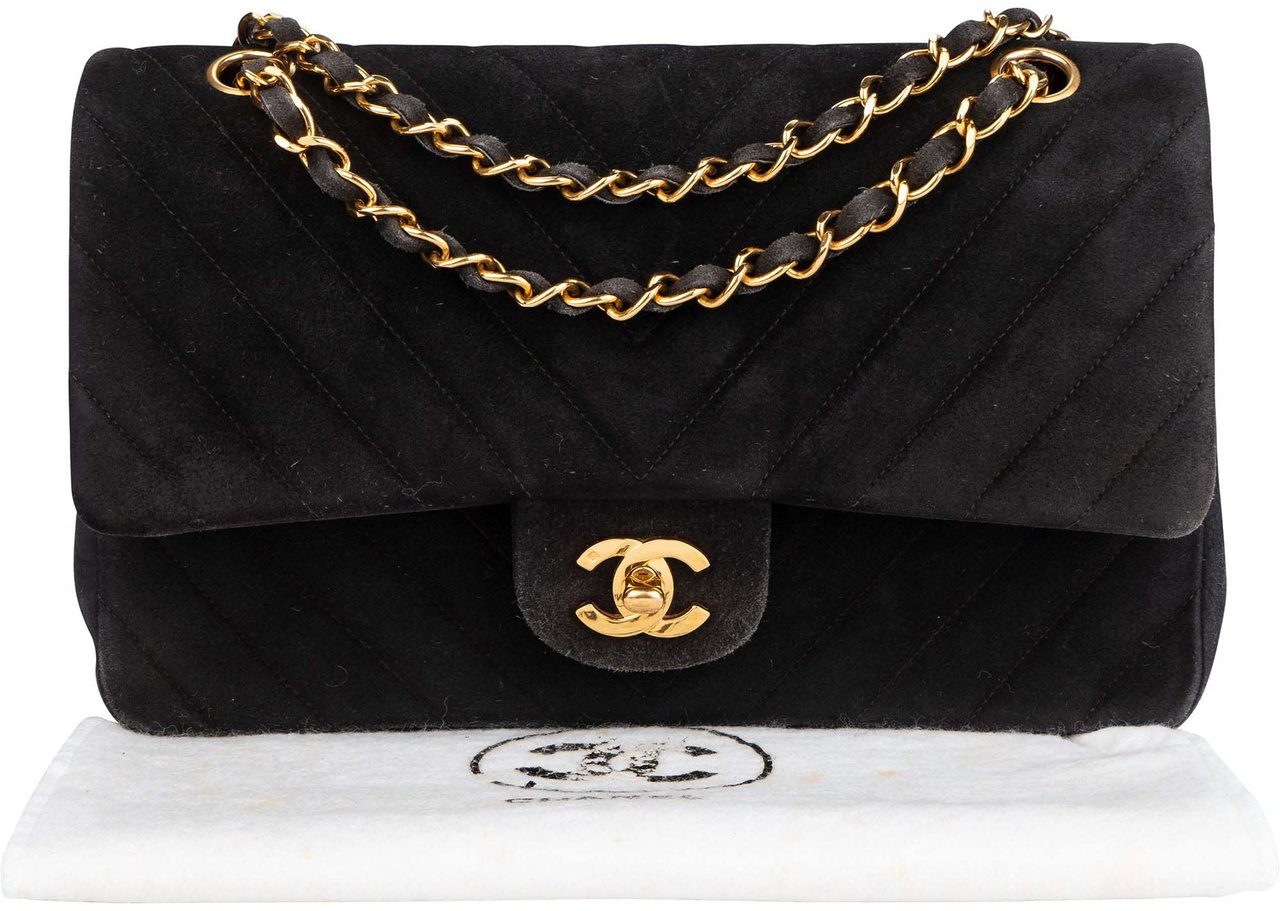 Chanel Chanel Quilted Suede 24K Medium Double Flap Crossbody Bag Divers