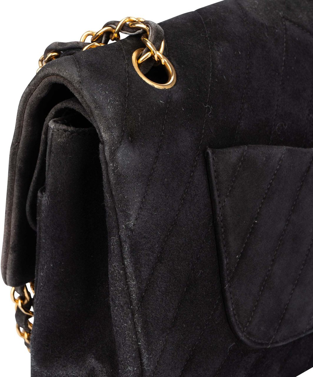 Chanel Chanel Quilted Suede 24K Medium Double Flap Crossbody Bag Divers
