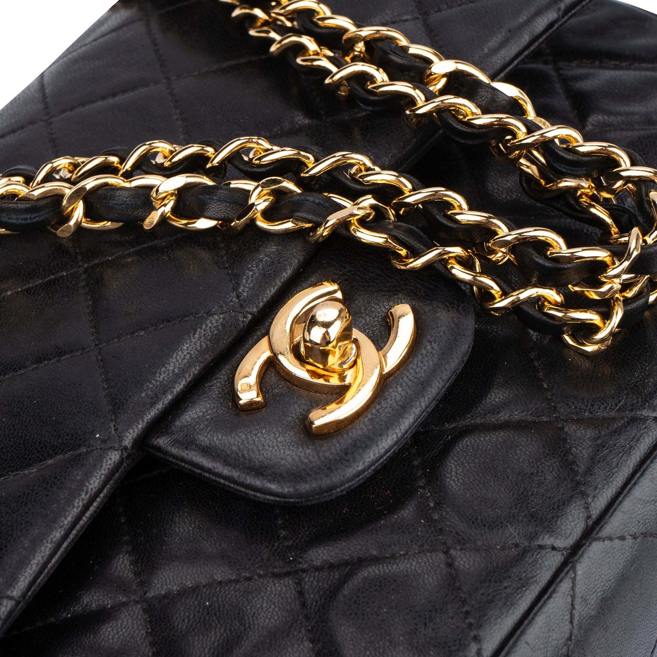 Chanel Chanel Quilted Lambskin 24K Gold 80s Double Flap Shoulder Bag Divers