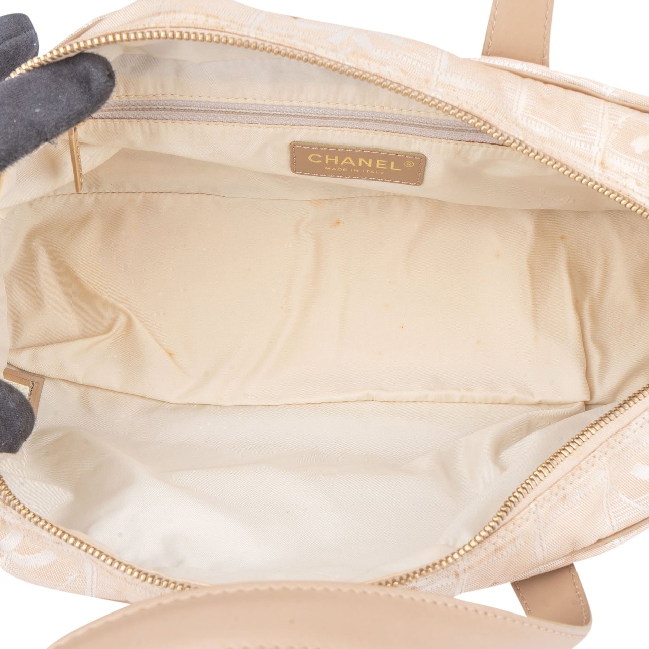 Chanel Chanel Travel Line Monogram Handbag Beige