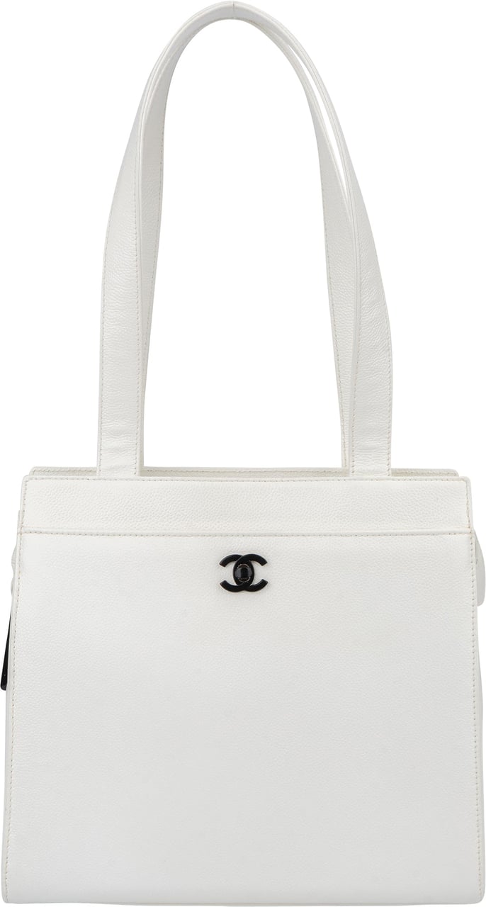 Chanel Chanel White Caviar Leather CC Shoulder Bag Wit