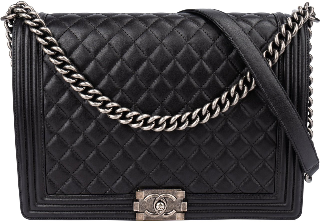 Chanel Chanel Quilted Lambskin Antique Boy Single Flap Crossbody Bag Zwart