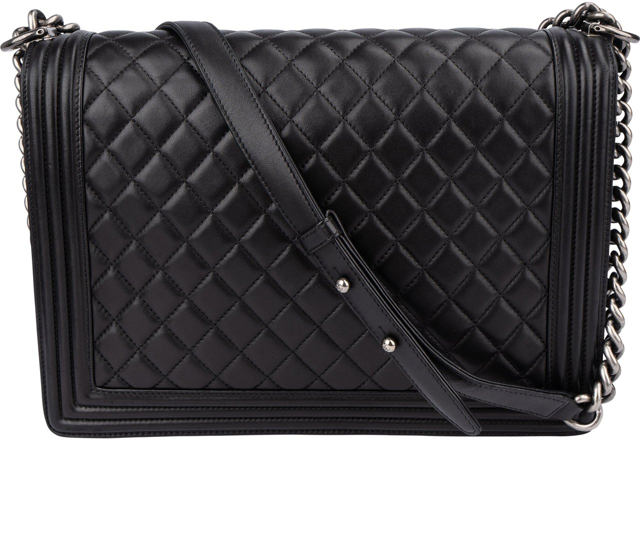 Chanel Chanel Quilted Lambskin Antique Boy Single Flap Crossbody Bag Zwart
