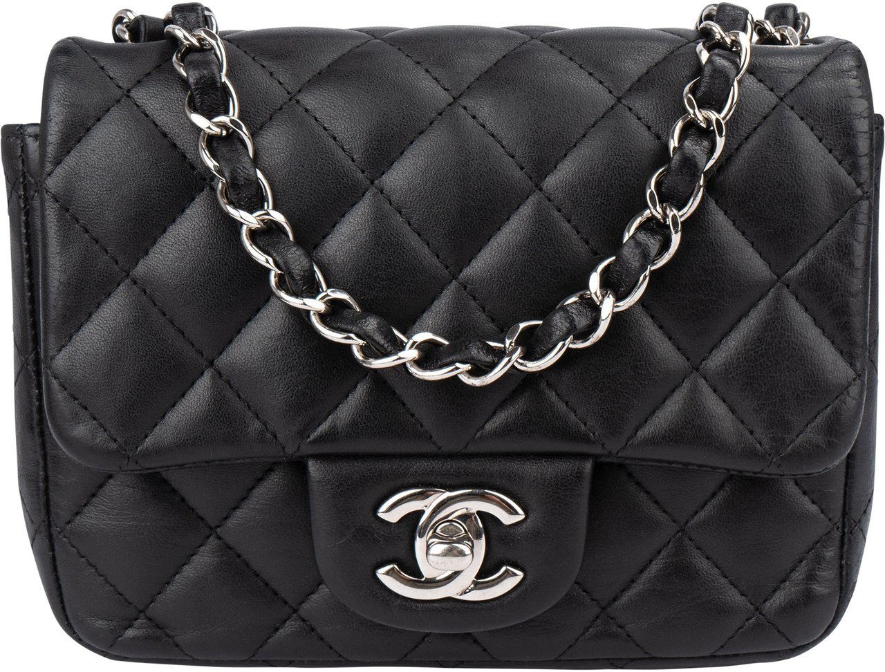 Chanel Chanel Quilted Lambskin Palladium Single Flap Crossbody Bag Zwart