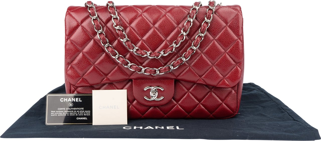 Chanel Chanel Quilted Caviar Leather Palladium Jumbo Single Flap Crossbody Bag Divers