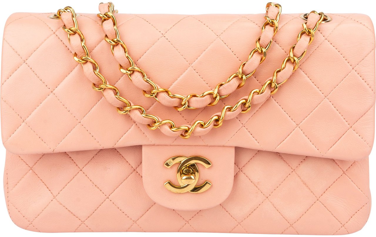 Chanel Chanel Quilted Lambskin 24K Gold Small Double Flap Crossbody Bag Roze