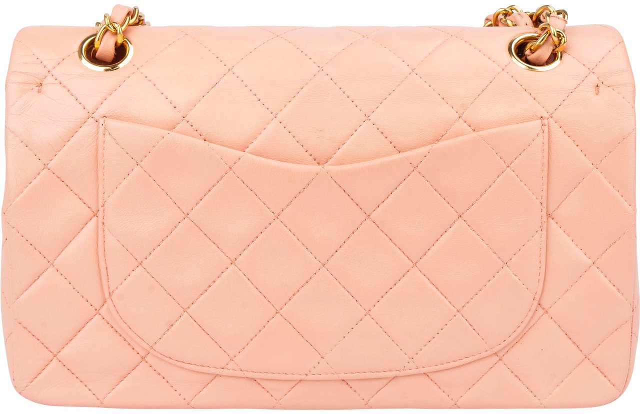 Chanel Chanel Quilted Lambskin 24K Gold Small Double Flap Crossbody Bag Roze