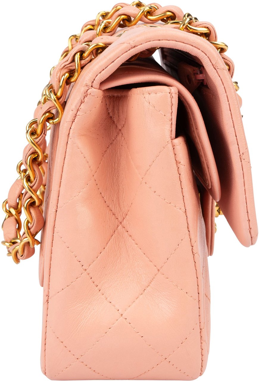Chanel Chanel Quilted Lambskin 24K Gold Small Double Flap Crossbody Bag Roze