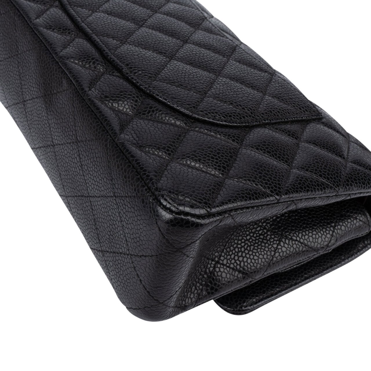 Chanel Chanel Quilted Caviar Leather Palladium Medium Double Flap Crossbody Bag Zwart