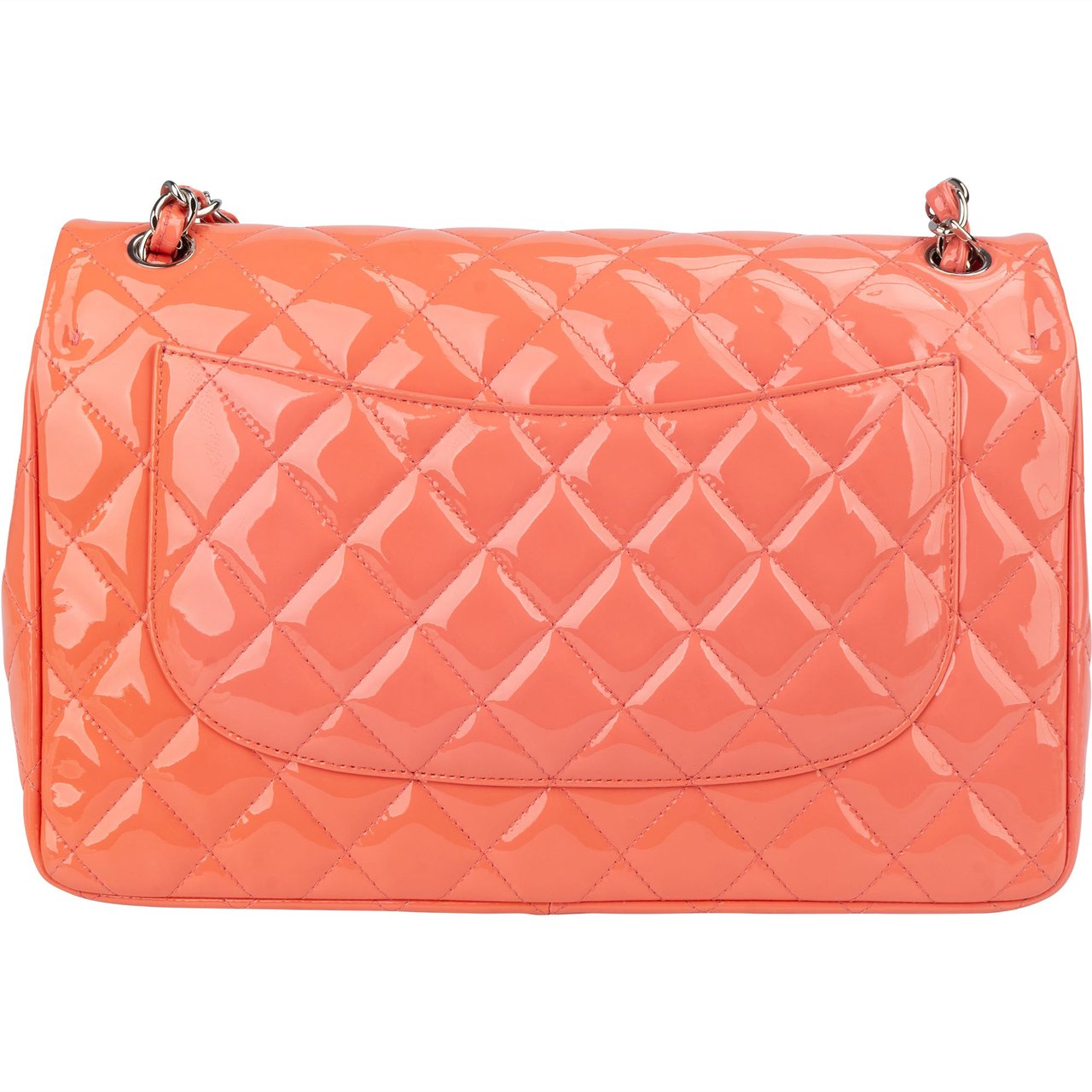 Chanel Chanel Quilted Patent Leather Jumbo Double Flap Crossbody Bag Roze
