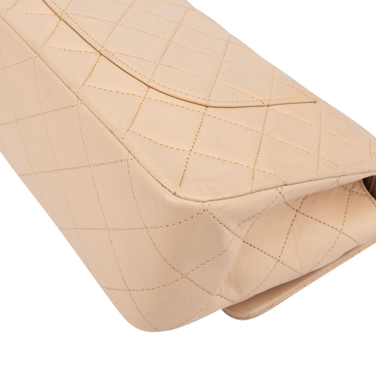 Chanel Chanel Quilted Lambskin 24K Gold Medium Double Flap Crossbody Bag Beige