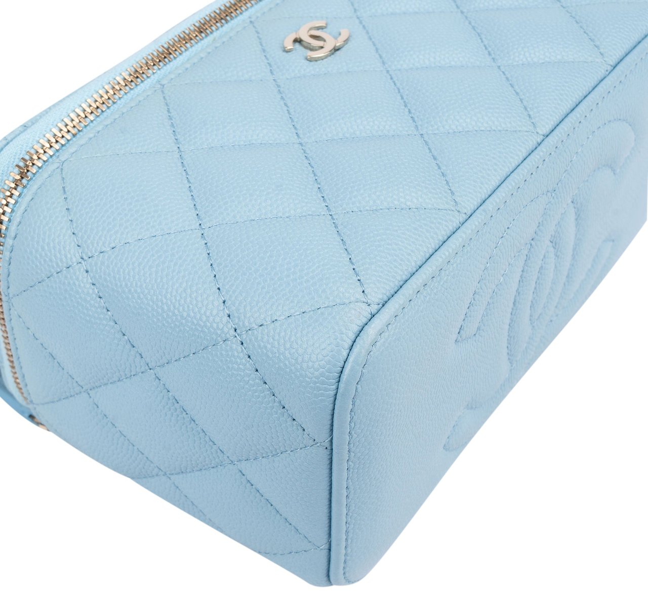 Chanel Chanel Quilted Caviar Leather Vanity Crossbody Bag Blauw