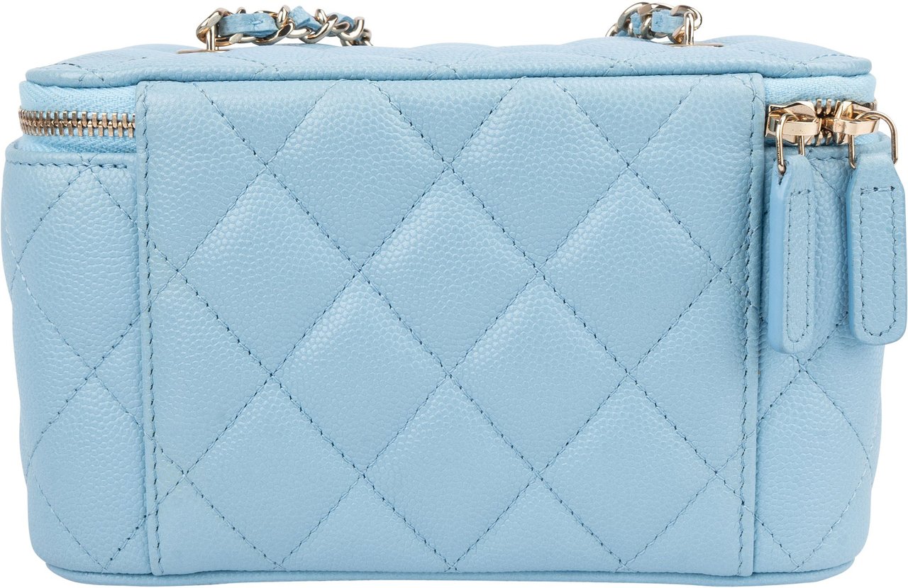 Chanel Chanel Quilted Caviar Leather Vanity Crossbody Bag Blauw