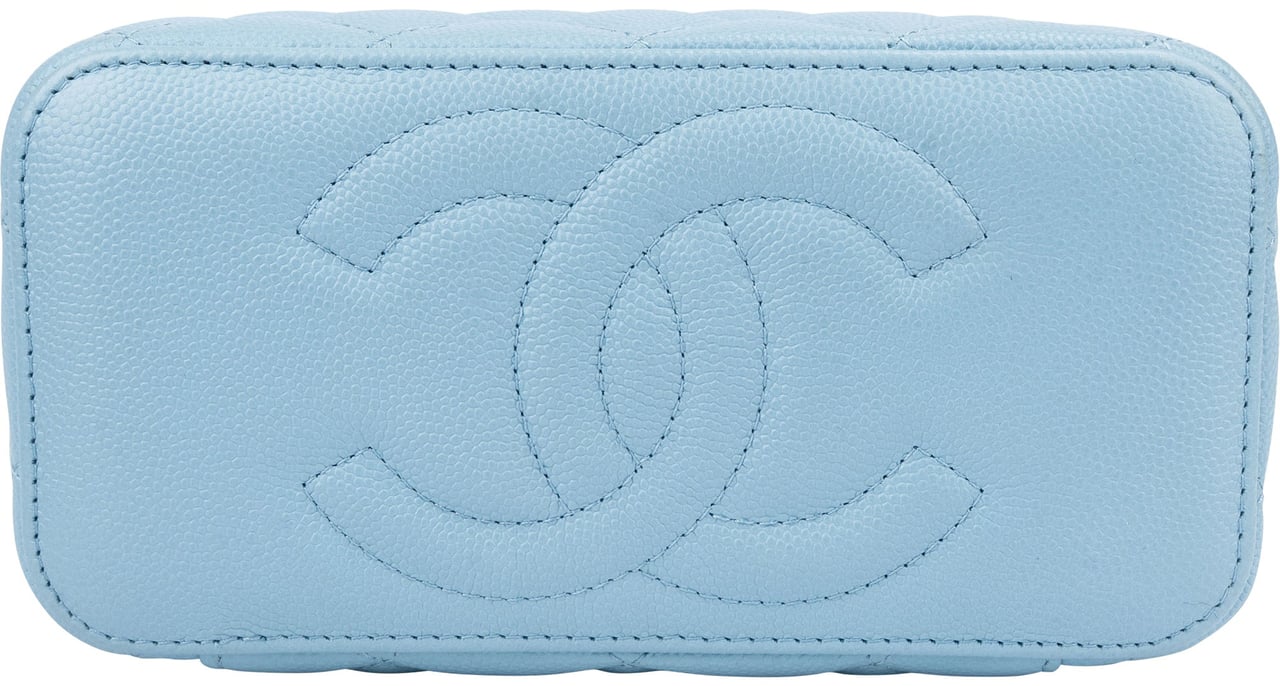 Chanel Chanel Quilted Caviar Leather Vanity Crossbody Bag Blauw