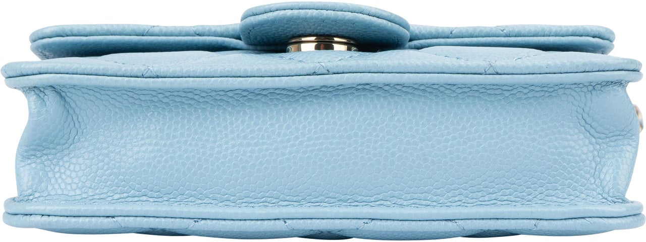 Chanel Chanel Quilted Caviar Leather CC Single Flap Mini Crossbody Bag Blauw