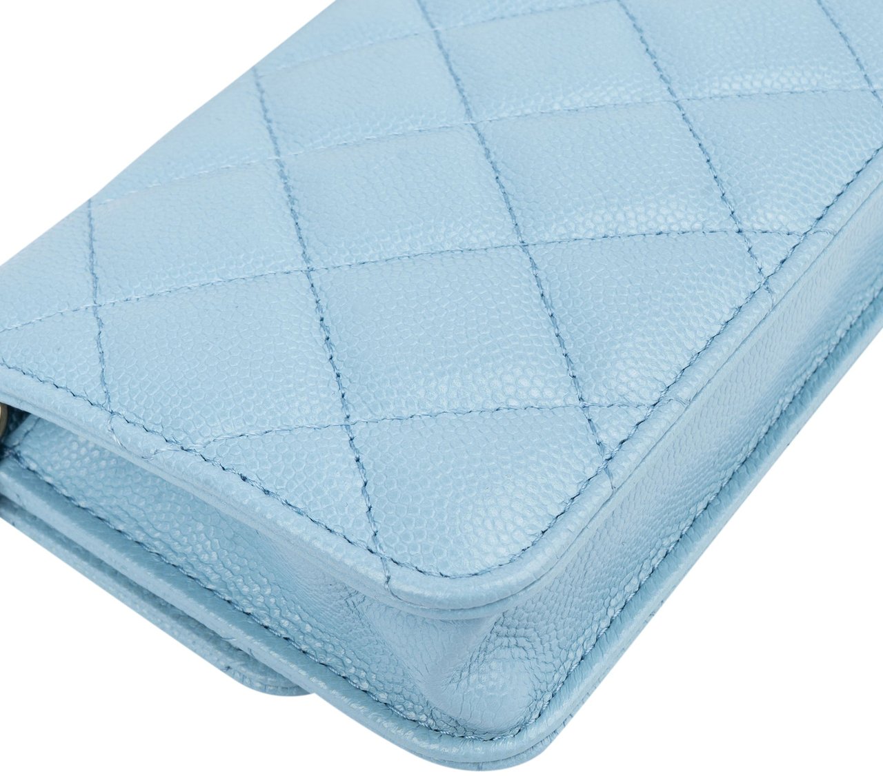 Chanel Chanel Quilted Caviar Leather CC Single Flap Mini Crossbody Bag Blauw