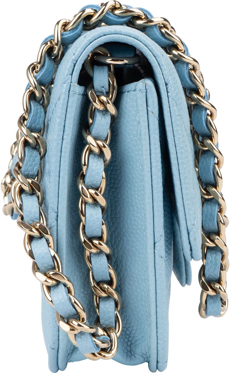 Chanel Chanel Quilted Caviar Leather CC Single Flap Mini Crossbody Bag Blauw