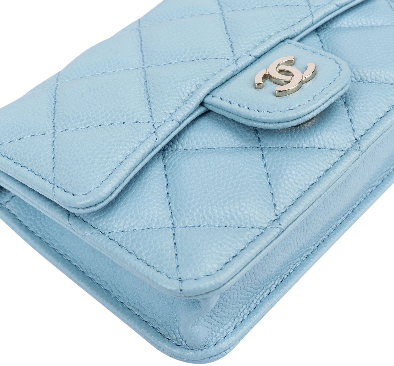 Chanel Chanel Quilted Caviar Leather CC Single Flap Mini Crossbody Bag Blauw