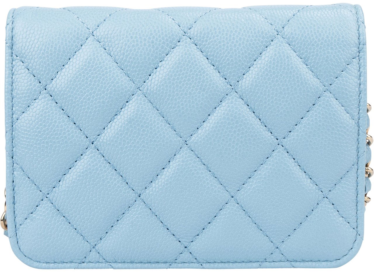 Chanel Chanel Quilted Caviar Leather CC Single Flap Mini Crossbody Bag Blauw