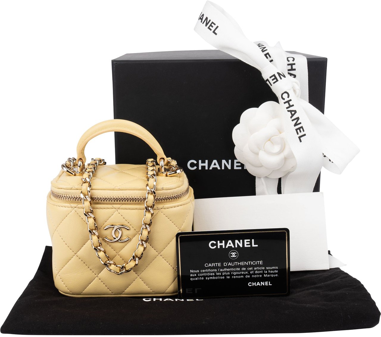 Chanel Chanel Quilted Lambskin CC Mini Vanity Handbag Geel