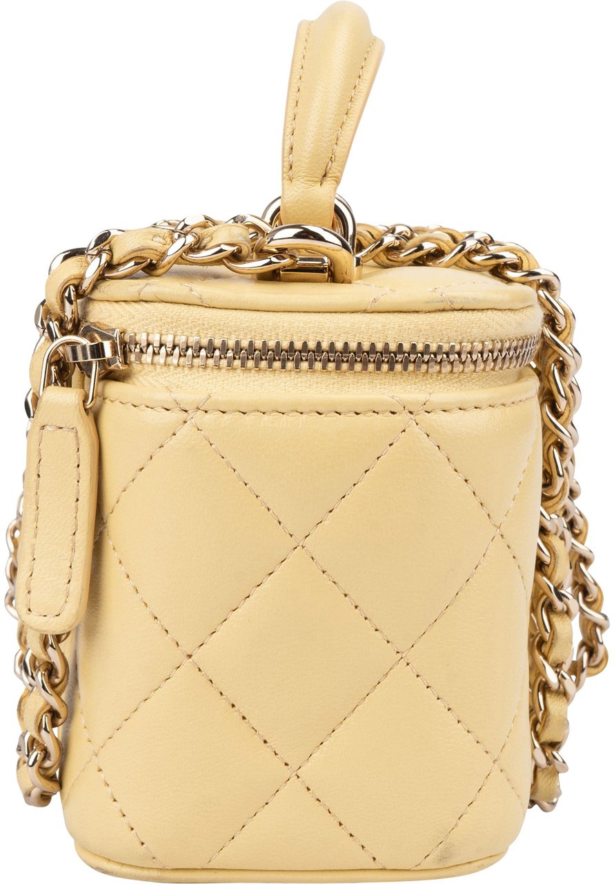 Chanel Chanel Quilted Lambskin CC Mini Vanity Handbag Geel