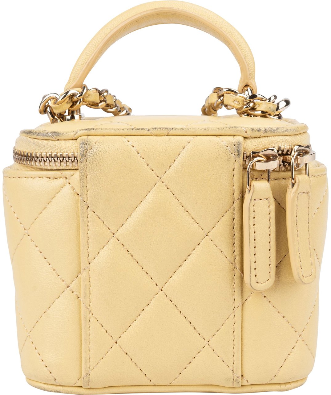 Chanel Chanel Quilted Lambskin CC Mini Vanity Handbag Geel