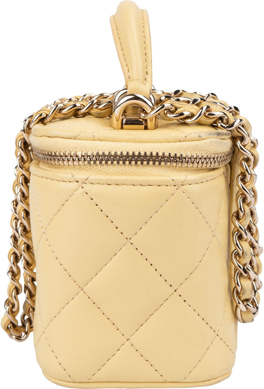 Chanel Chanel Quilted Lambskin CC Mini Vanity Handbag Geel