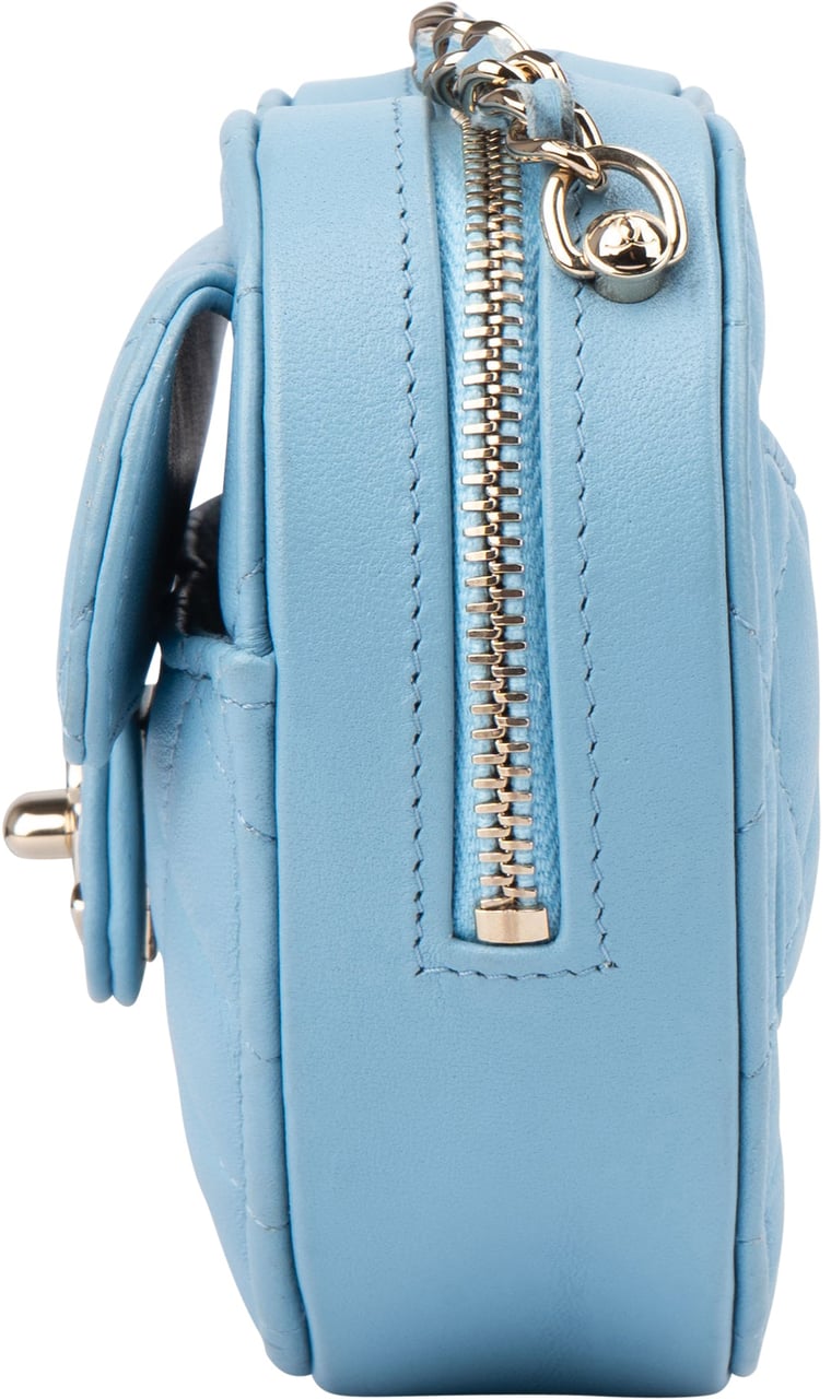 Chanel Chanel Quilted Lambskin Mini Love Heart Crossbody Bag Blauw