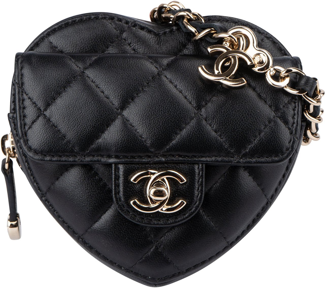 Chanel Chanel Quilted Lambskin Mini Heart Love Bumbag Crossbody Bag Zwart