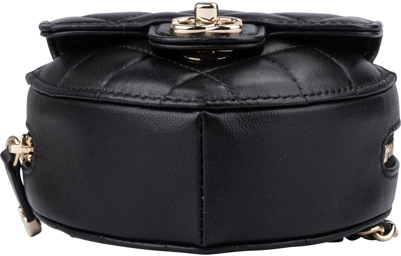 Chanel Chanel Quilted Lambskin Mini Heart Love Bumbag Crossbody Bag Zwart