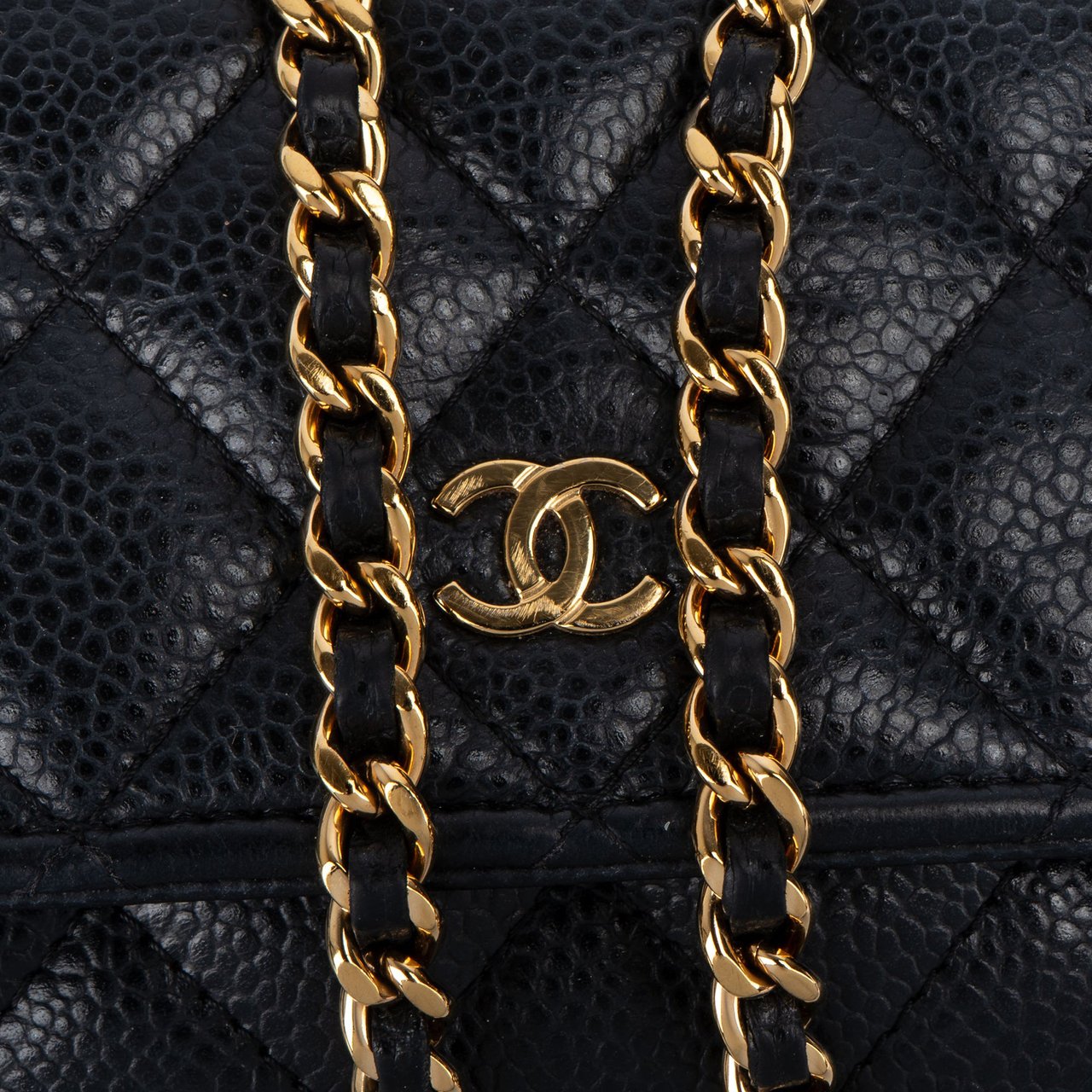 Chanel Chanel Quilted Caviar Leather Wallet On Chain Crossbody Bag Blauw