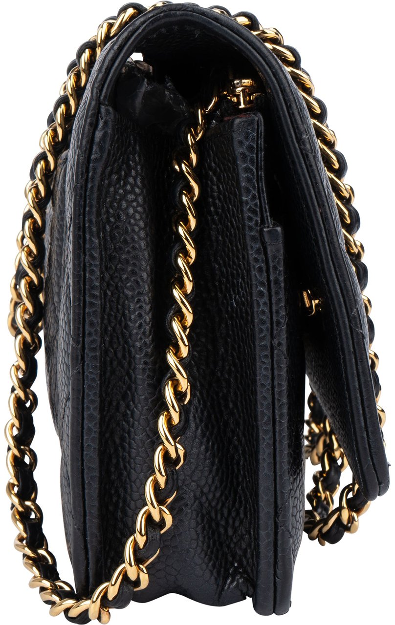 Chanel Chanel Quilted Caviar Leather Wallet On Chain Crossbody Bag Blauw