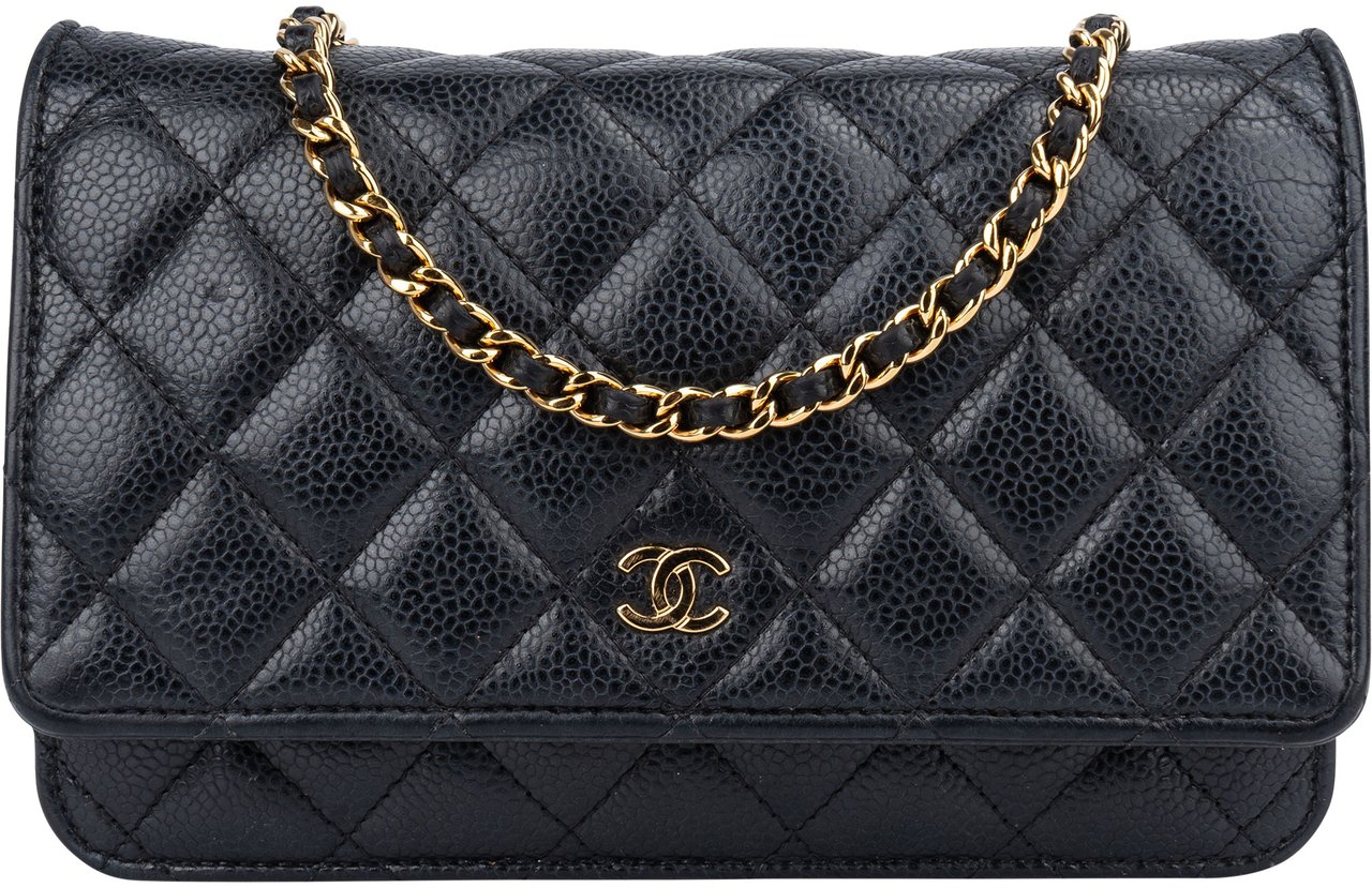 Chanel Chanel Quilted Caviar Leather Wallet On Chain Crossbody Bag Blauw