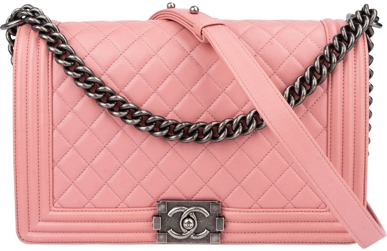 Chanel Chanel Quilted Lambskin Antique Boy Single Flap Crossbody Bag Roze