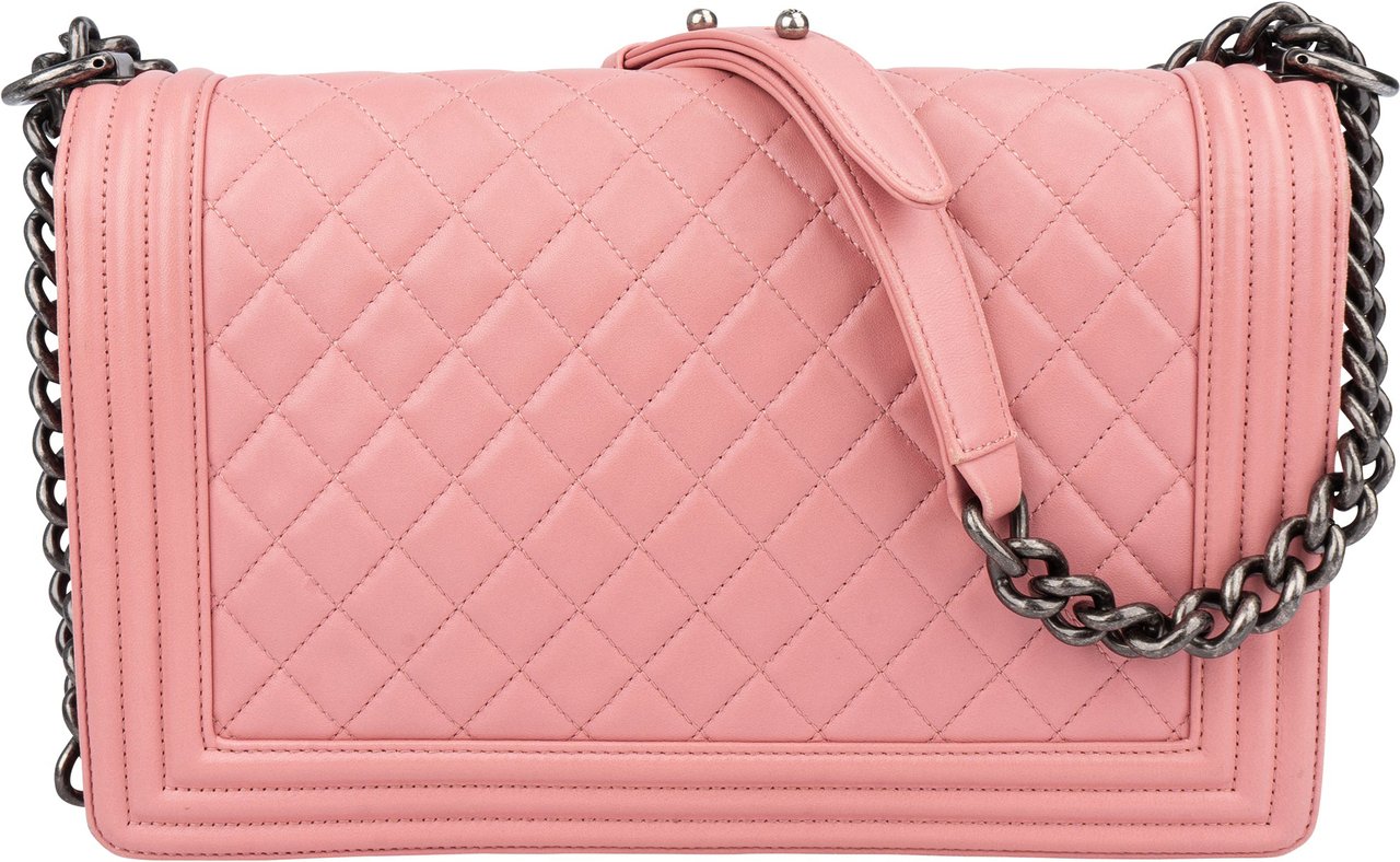 Chanel Chanel Quilted Lambskin Antique Boy Single Flap Crossbody Bag Roze