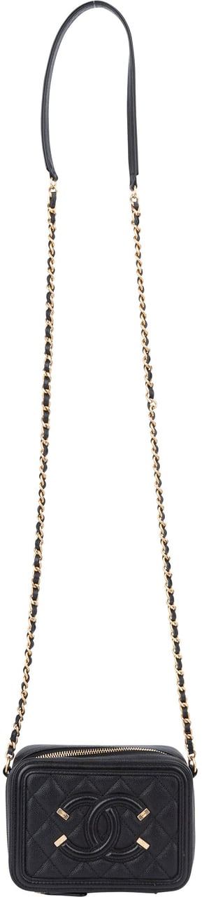 Chanel Chanel Quilted Caviar Leather CC Filigree Crossbody Bag Zwart