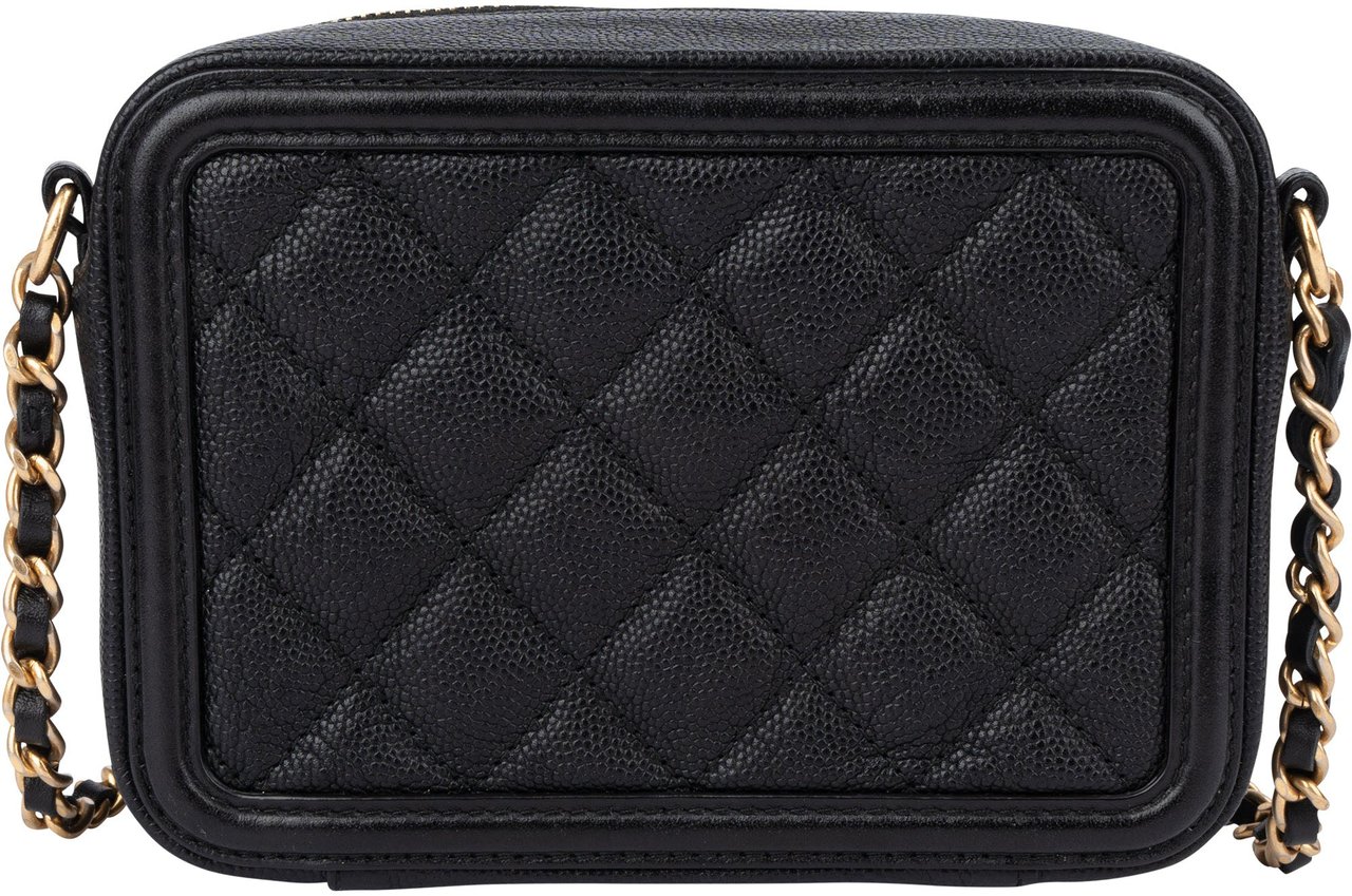 Chanel Quilted Caviar Leather CC Filigree Crossbody Bag Zwart