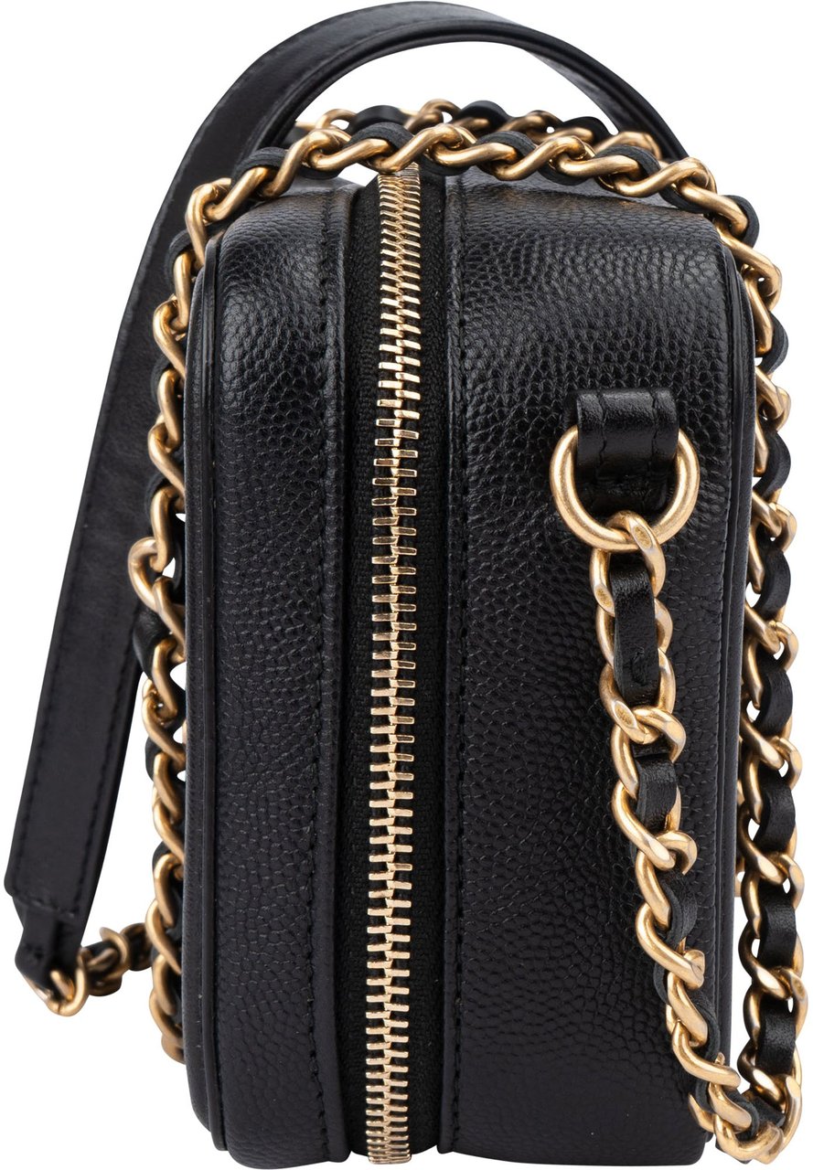 Chanel Quilted Caviar Leather CC Filigree Crossbody Bag Zwart