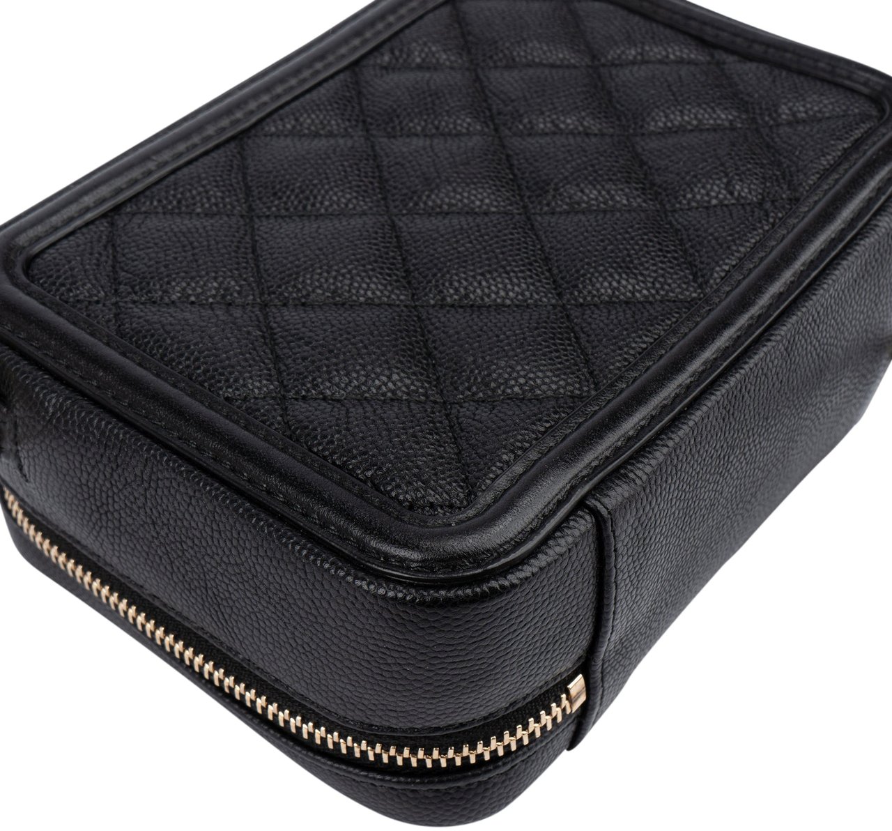 Chanel Chanel Quilted Caviar Leather CC Filigree Crossbody Bag Zwart
