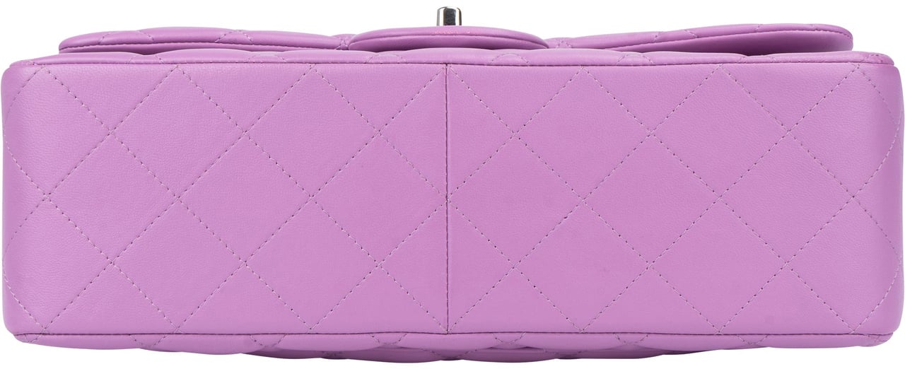 Chanel Chanel Quilted Lambskin Palladium Jumbo Double Flap Crossbody Bag Paars