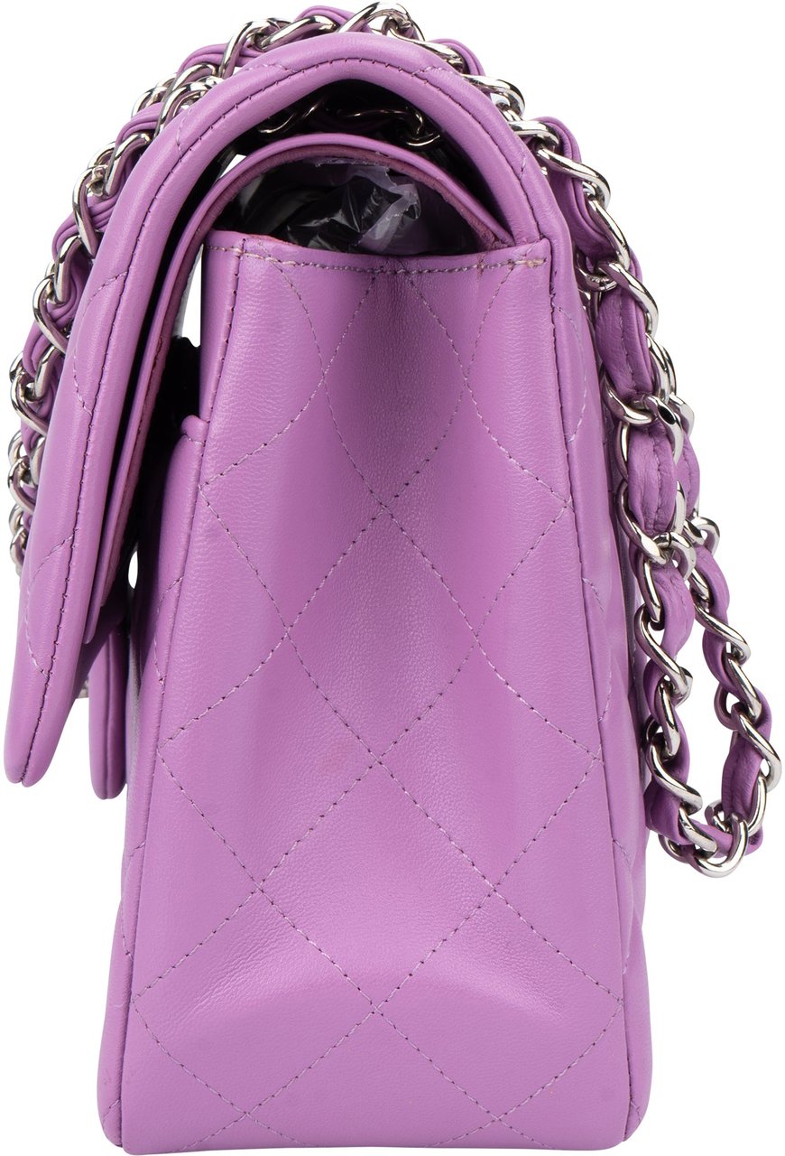 Chanel Chanel Quilted Lambskin Palladium Jumbo Double Flap Crossbody Bag Paars