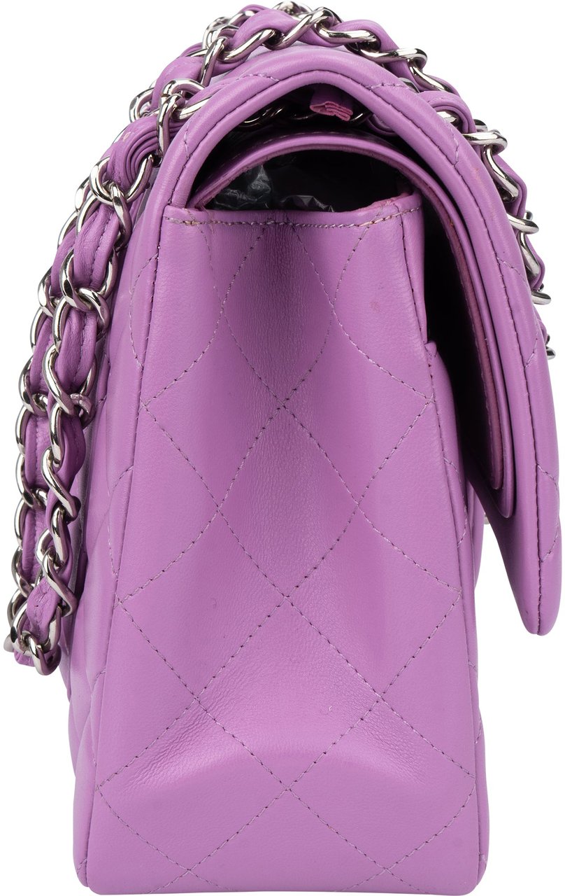 Chanel Chanel Quilted Lambskin Palladium Jumbo Double Flap Crossbody Bag Paars